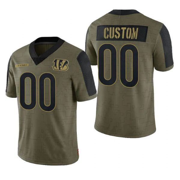 Custom1 Cincinnati Bengals Olive 2021 Salute To Service Limited Jerseys Name And Number Size S to 6XL Christmas Birthday Gift American Stitched Football Jerseys
