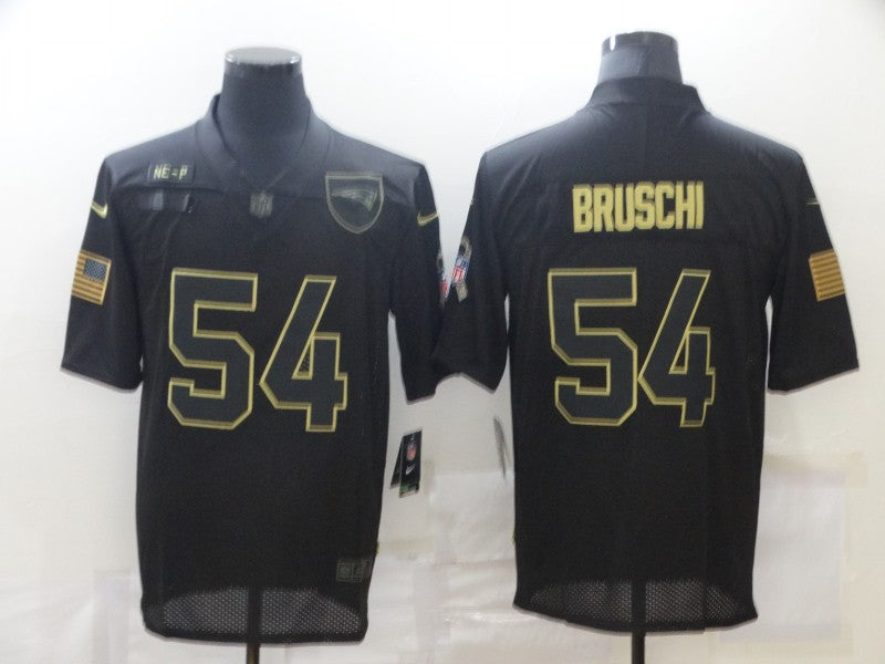 Men's New England Patriots Tedy Bruschi #54 Black Game Jerseys