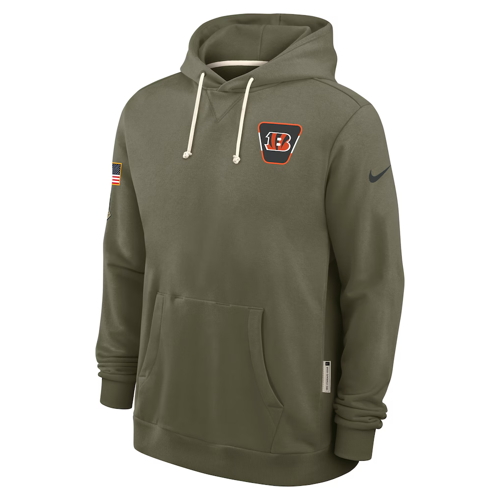 Men's Cincinnati Bengals Nike Olive 2025 Salute to Service Sideline Standard Issue Dri-FIT Hoodie