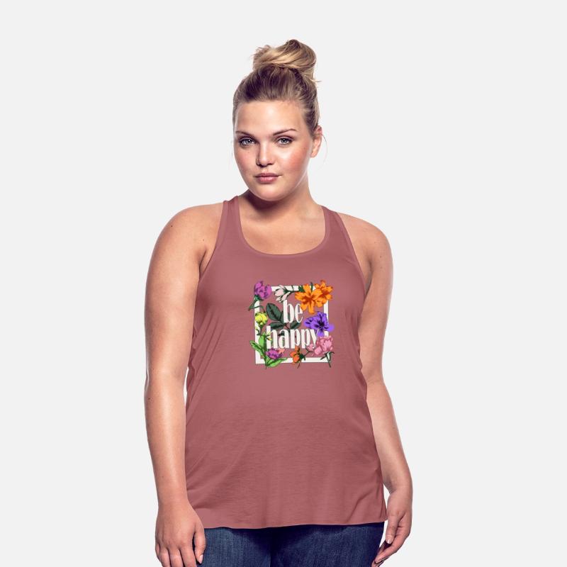 Be Happy greeting on blooming garden flowers