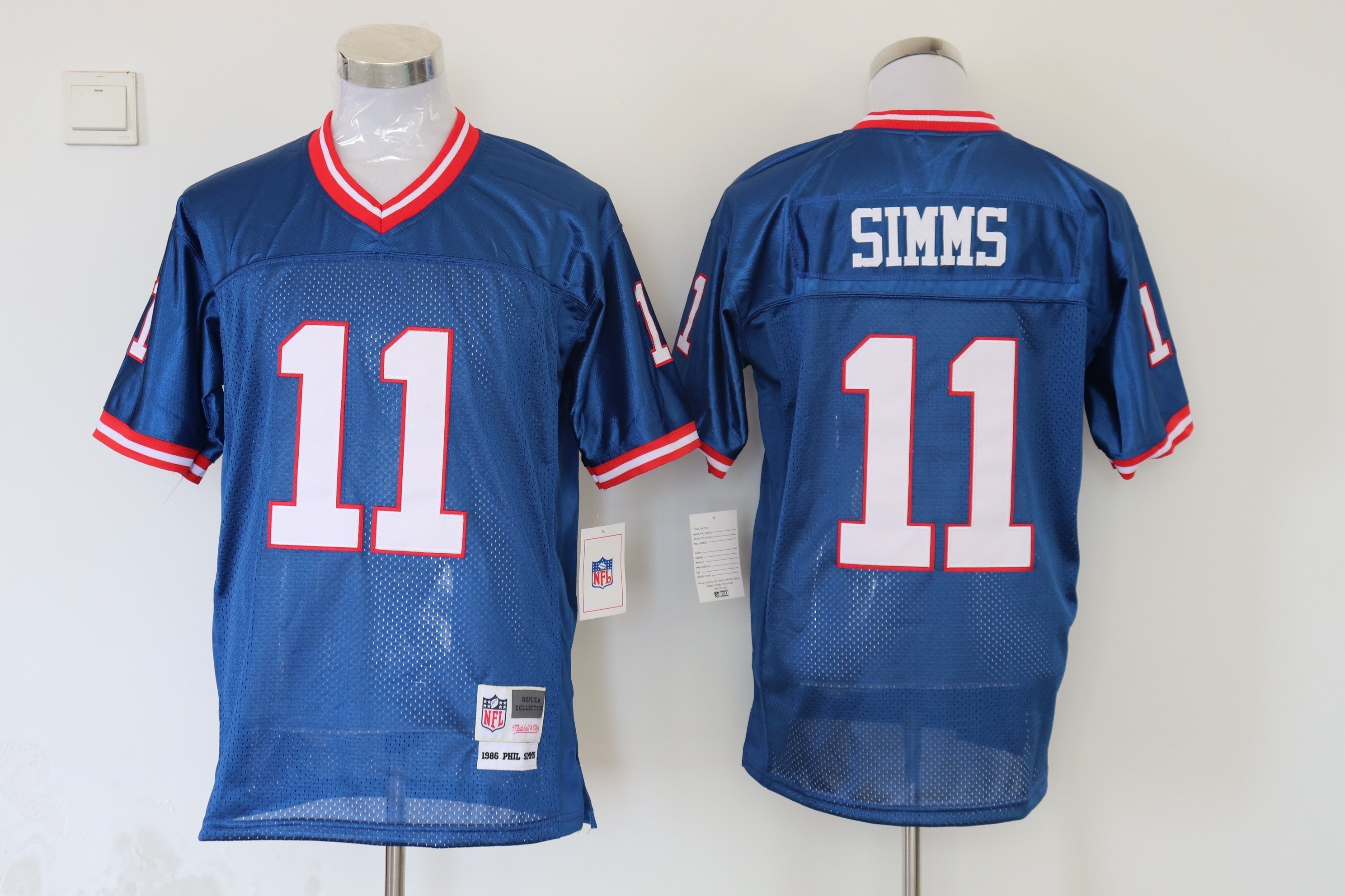 Men's New York Giants Phil Simms Mitchell & Ness Royal Legacy Replica Jerseys