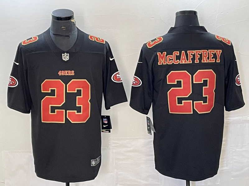 Men's San Francisco 49ers Christian McCaffrey #23 Carbon Black Fashion Game Jerseys
