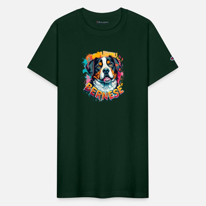 Bernese Mountain Dog Head Vibrant Color Splash