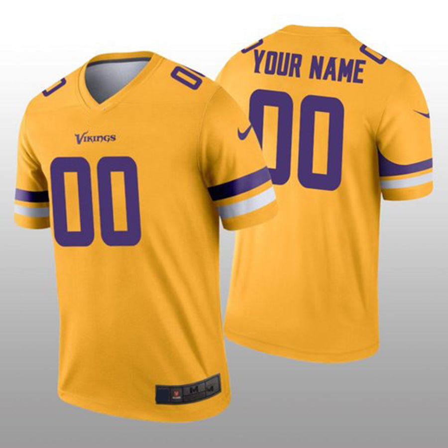 Custom1 Minnesota Vikings Gold Inverted Legend Jerseys Stitched Jerseys Football Jerseys