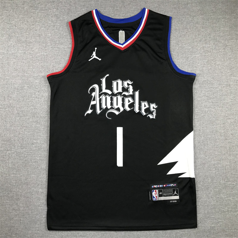 Men's LA Clippers James Harden #1 Black Swingman Jerseys - Statement Edition
