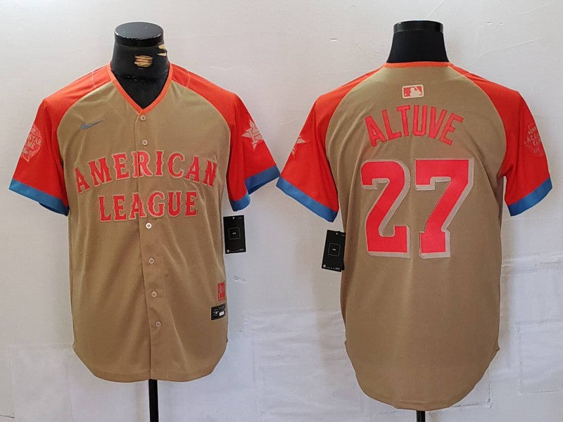 Men's American League Jose Altuve #27 Cream 2024 MLB All-Star Game Limited Player Jerseys
