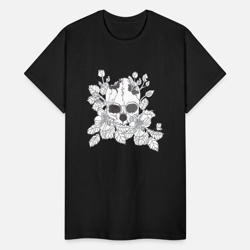 Black and White Flower Skull
