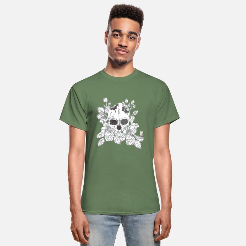 Black and White Flower Skull