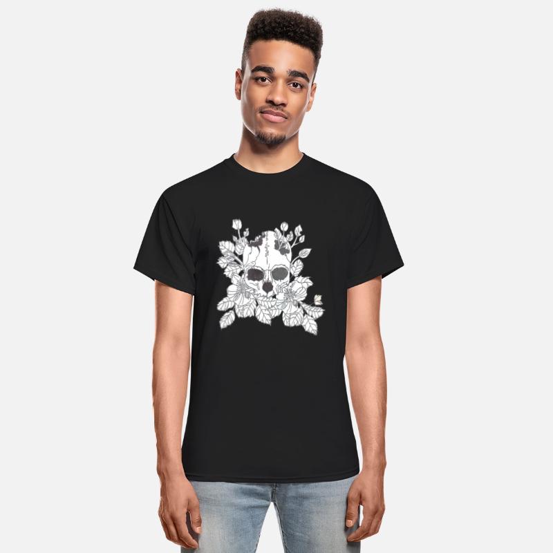 Black and White Flower Skull