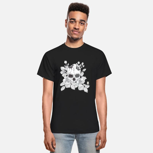Black and White Flower Skull