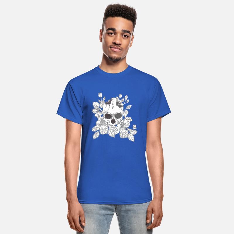 Black and White Flower Skull