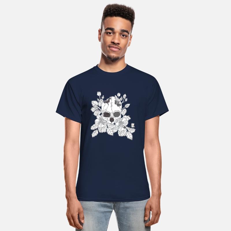 Black and White Flower Skull