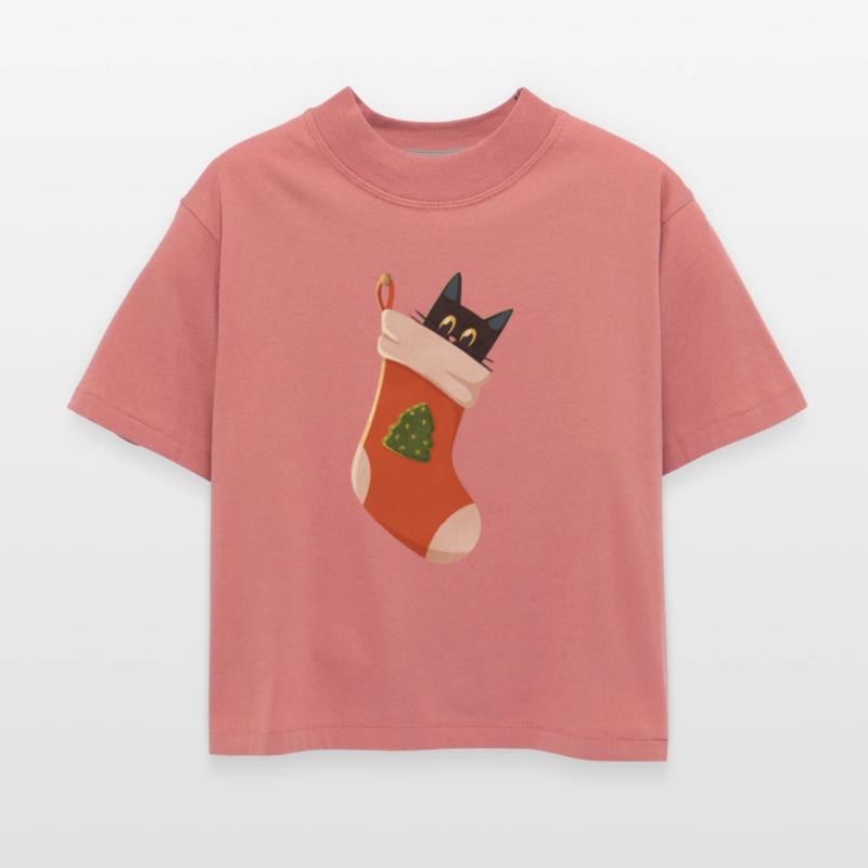 Black cat in Christmas stocking