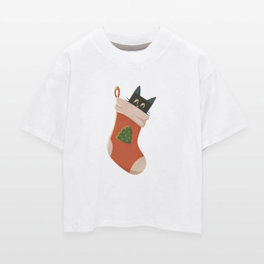 Black cat in Christmas stocking