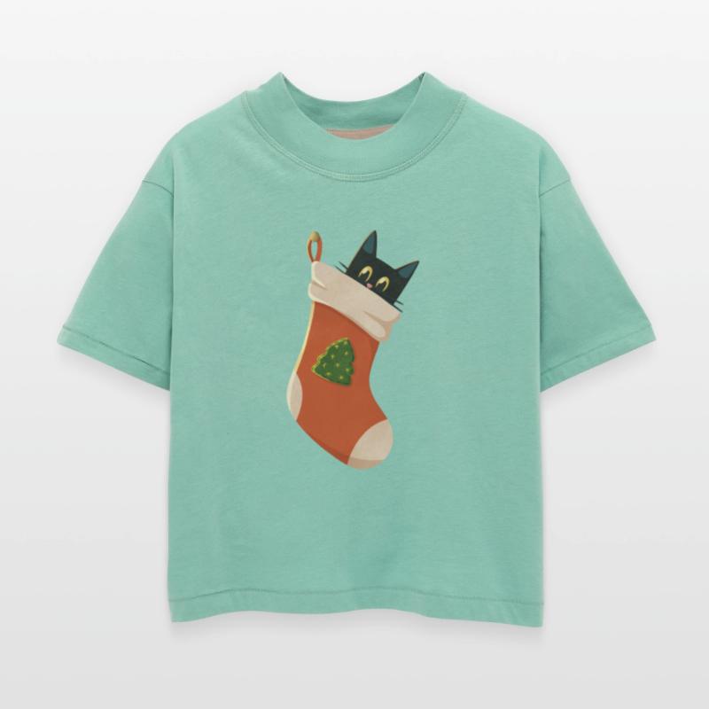 Black cat in Christmas stocking