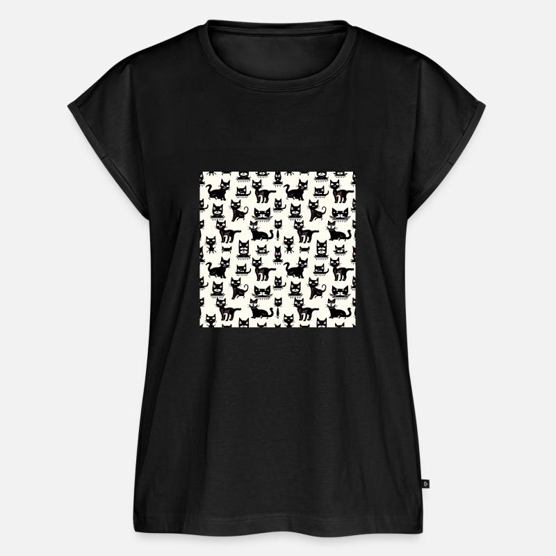 Black cats with purple eyes on beige background