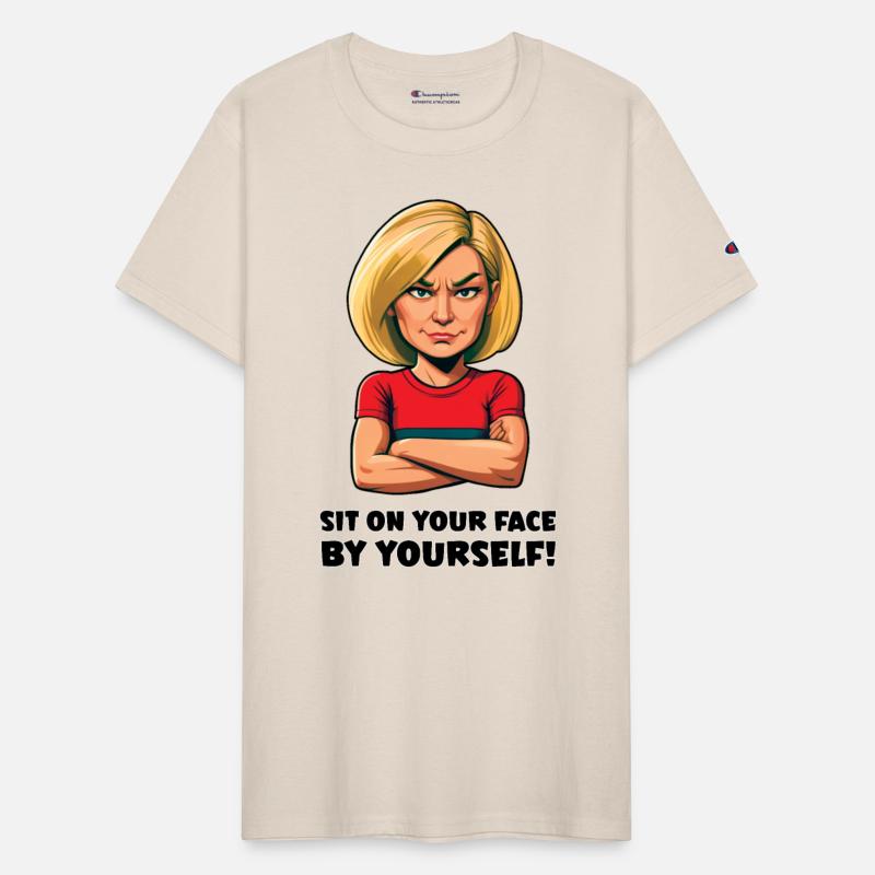 Blonde woman offended at someone