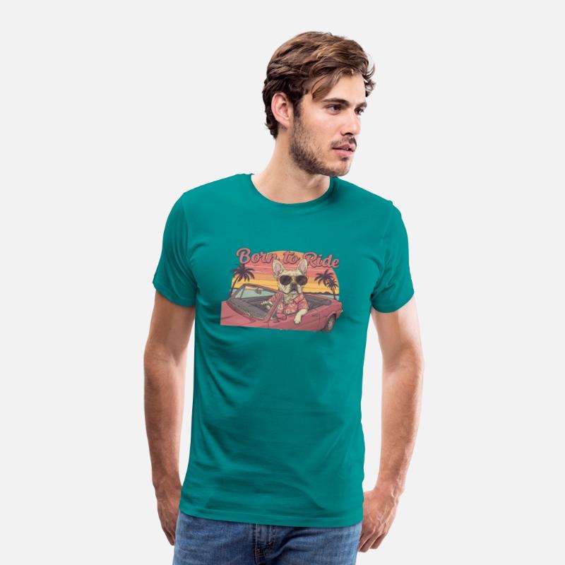 Born-to-Ride-French-Bulldog-Retro-Sunse-Tee