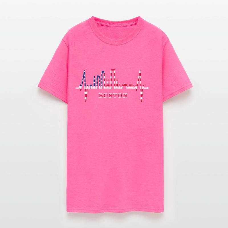 Boston Skyline Heartbeat Silhouette Heart US Love