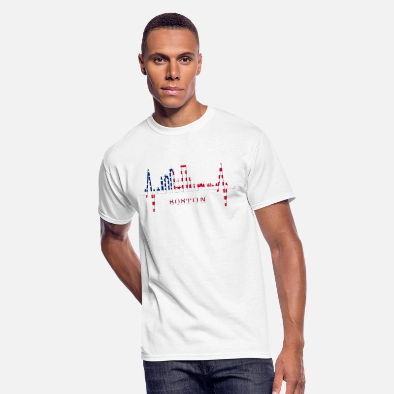 Boston Skyline Heartbeat Silhouette Heart US Love