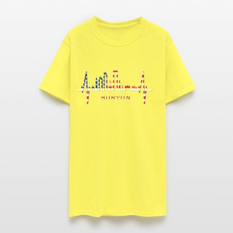 Boston Skyline Heartbeat Silhouette Heart US Love