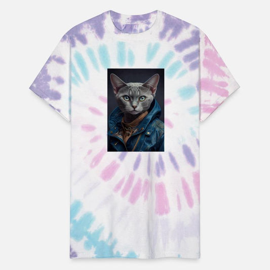 Burmilla female wears a leather jacket Cat Breed P