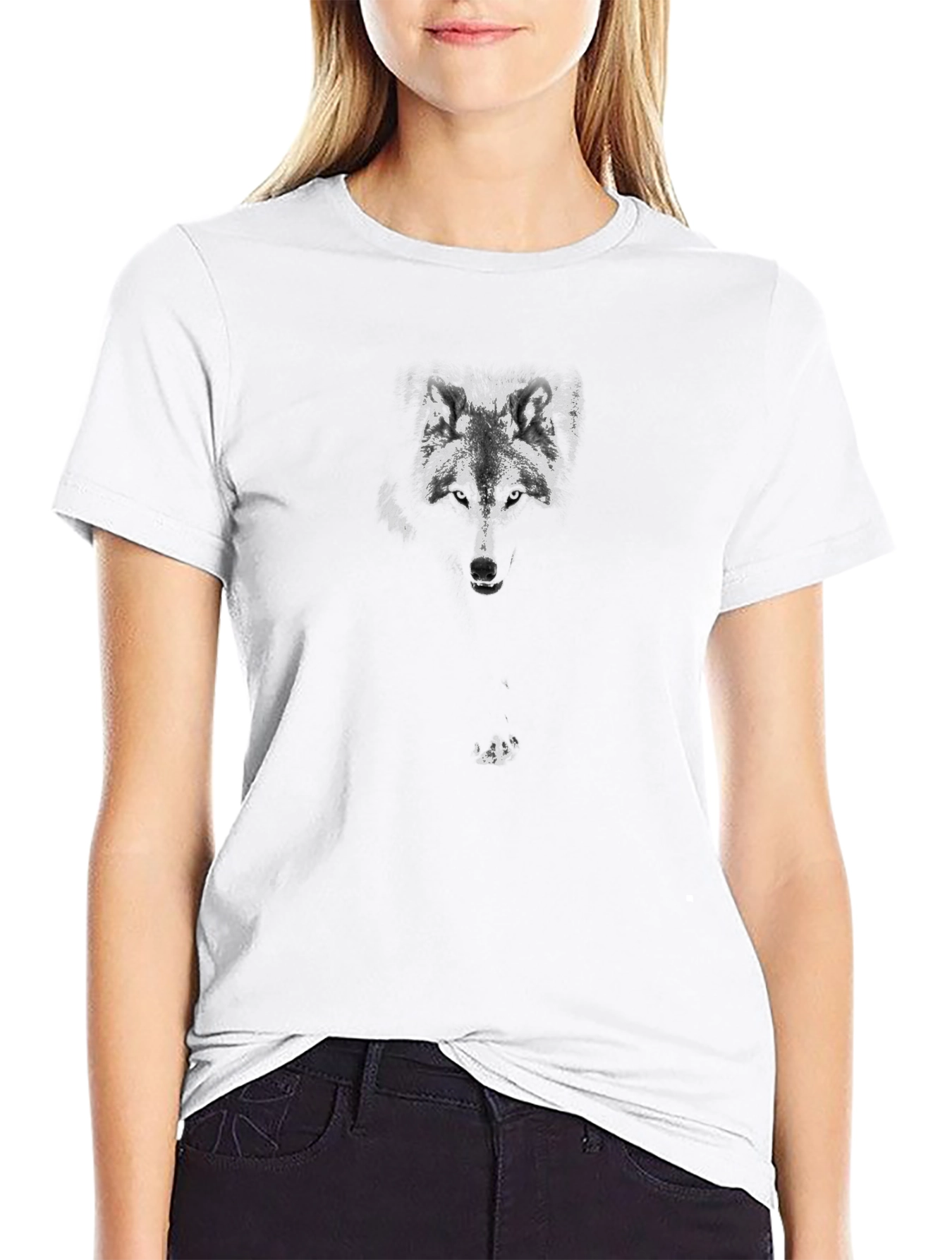 Wolf Graphic Print Mens Black T-Shirt