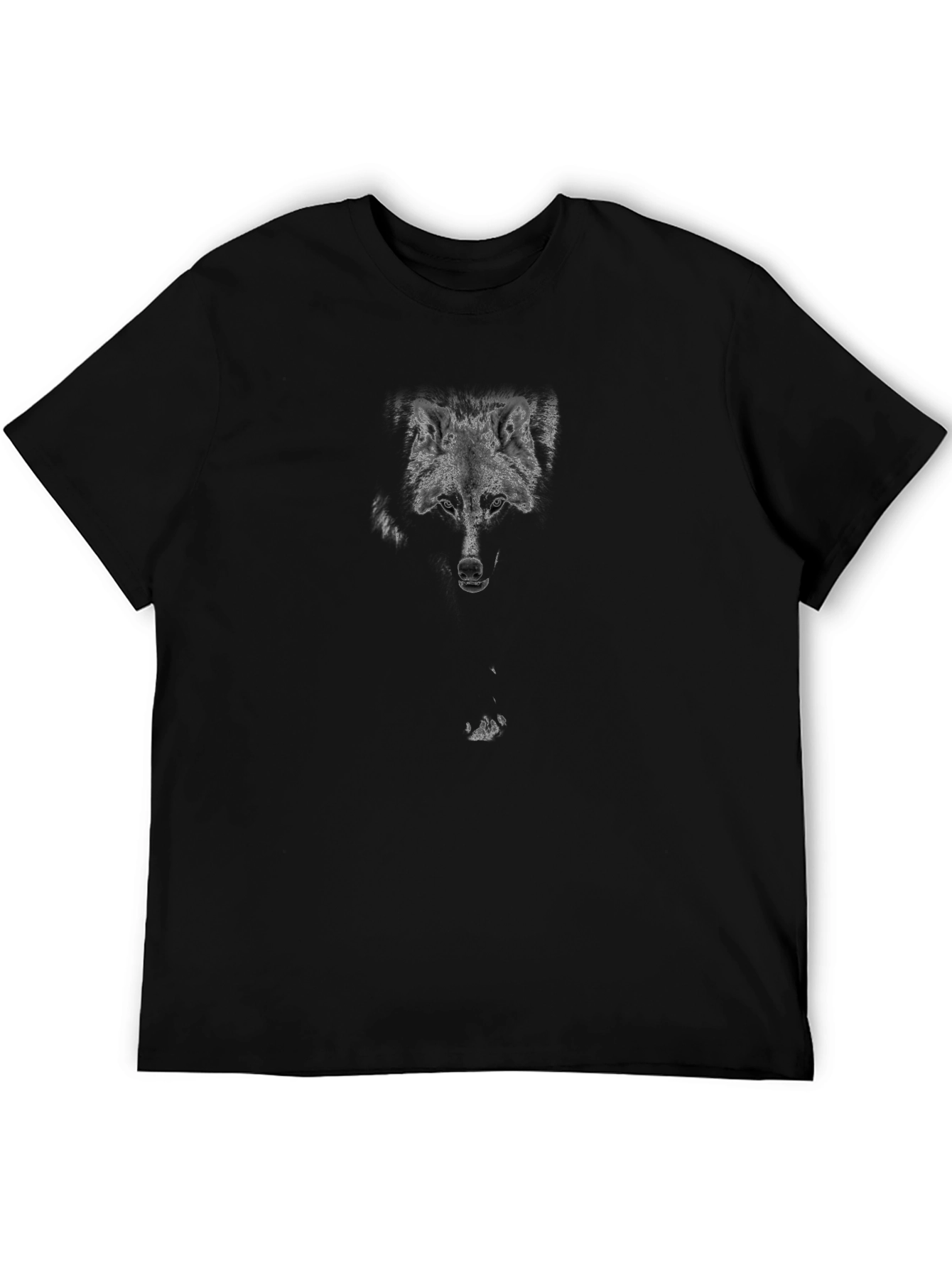 Wolf Graphic Print Mens Black T-Shirt