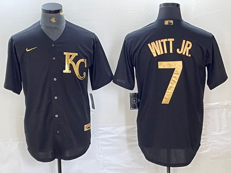 Men's Kansas City Royals Bobby Witt Jr. #7 Black Replica Player Jerseys