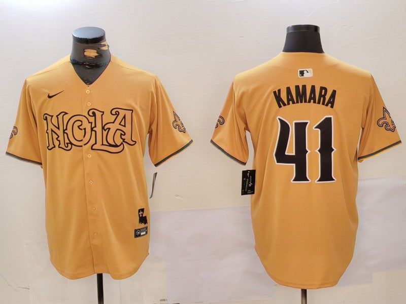 Men's New Orleans Saints Alvin Kamara #41 Yellow Game Player Jerseys