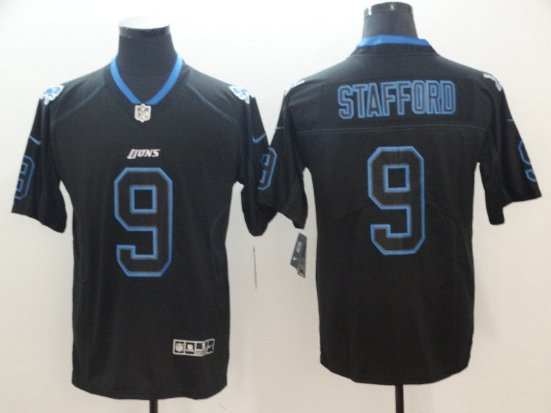Men's Detroit Lions Matthew Stafford #9 Black Authentic Game Jerseys
