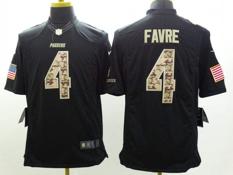 Men's Green Bay Packers Brett Favre #4 Black Game Jerseys