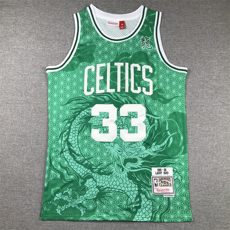 Men's Boston Celtics Larry Bird #33 Green Year of Dragon Edition Swingman Jerseys