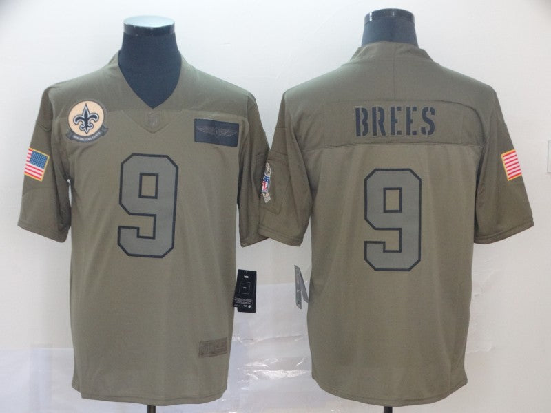 Men's New Orleans Saints Drew Brees #9 Brown Alternate Game Jerseys