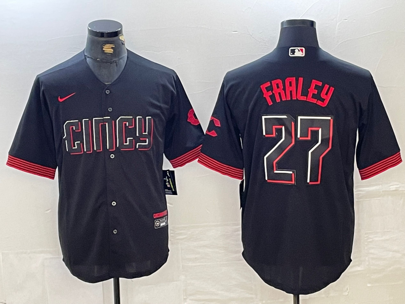 Men's Cincinnati Reds Jake Fraley #27 Black City Connect Replica Player Jerseys