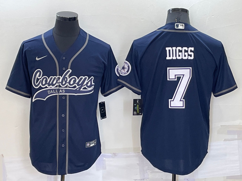 Men's Dallas Cowboys Trevon Diggs #7 Navy Game Jerseys Joint Edition