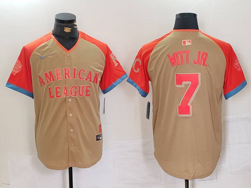 Men's American League Bobby Witt Jr. #7 Cream 2024 MLB All-Star Game Limited Player Jerseys