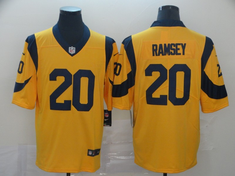 Men's Los Angeles Rams Jalen Ramsey #20 Yellow Game Jerseys