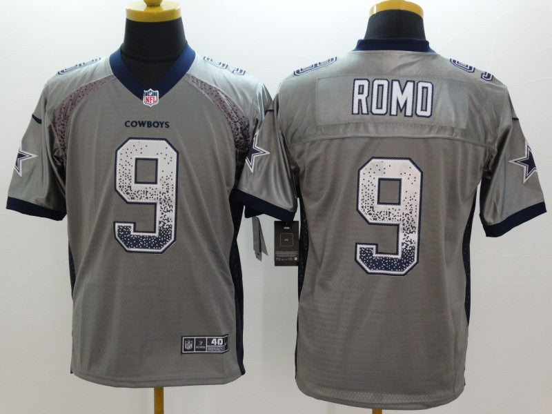 Men's Dallas Cowboys Tony Romo #9 Gray Game Jerseys