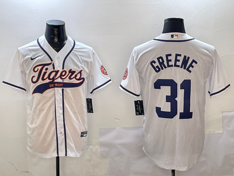 Men's Detroit Tigers Riley Greene #31 White Game Jerseys