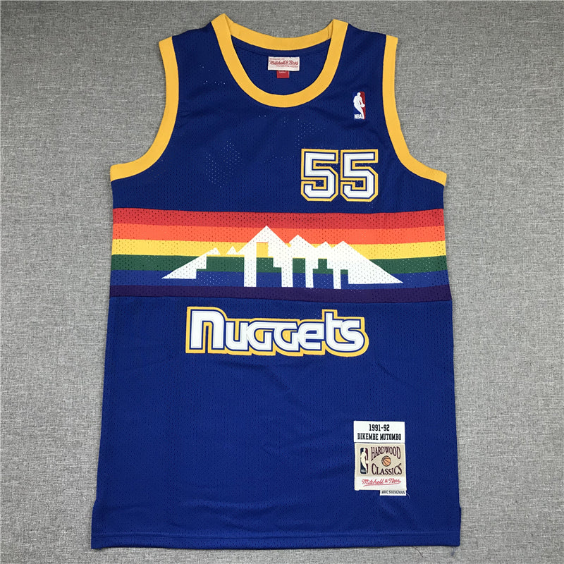 Men's Denver Nuggets Dikembe Mutombo 1991-92 Blue Hardwood Classics Swingman Jerseys