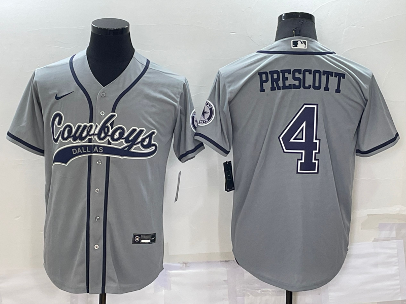 Men's Dallas Cowboys Dak Prescott #4 Gray Player Jerseys Joint Edition