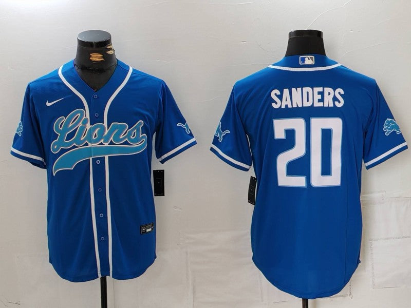 Men's Detroit Lions Barry Sanders #20 Blue Player Jerseys