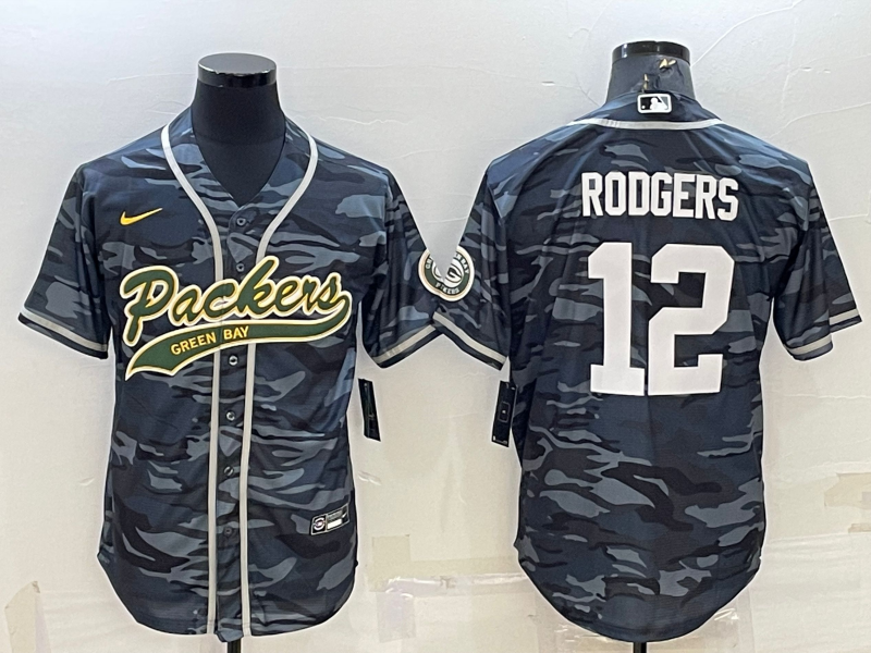 Men's Green Bay Packers Aaron Rodgers #12 Grey camouflage Game Jerseys Joint Edition