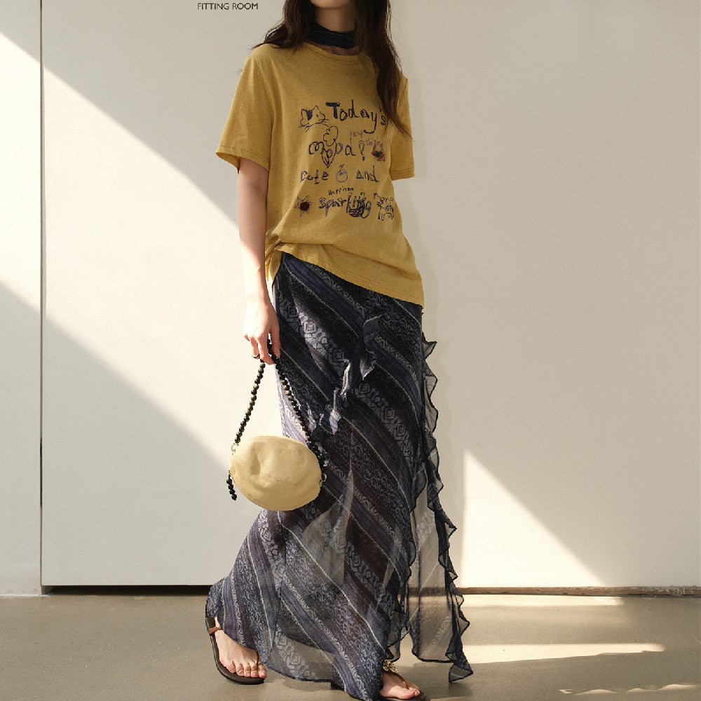 Chic Skirt Twill Straight-leg Midi Skirt For Women