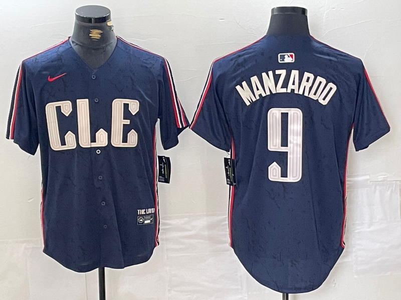 Men's Cleveland Guardians Kyle Manzardo #9 Navy 2024 City Connect Limited Jerseys