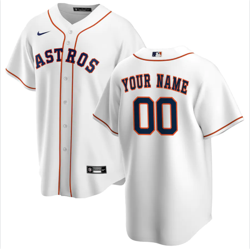 Men's Houston Astros White Home Replica Custom Jerseys