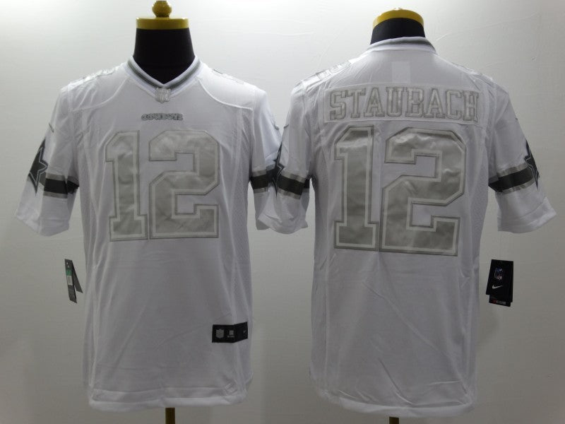 Men's Dallas Cowboys Roger Staubach #12 White Game Player Jerseys
