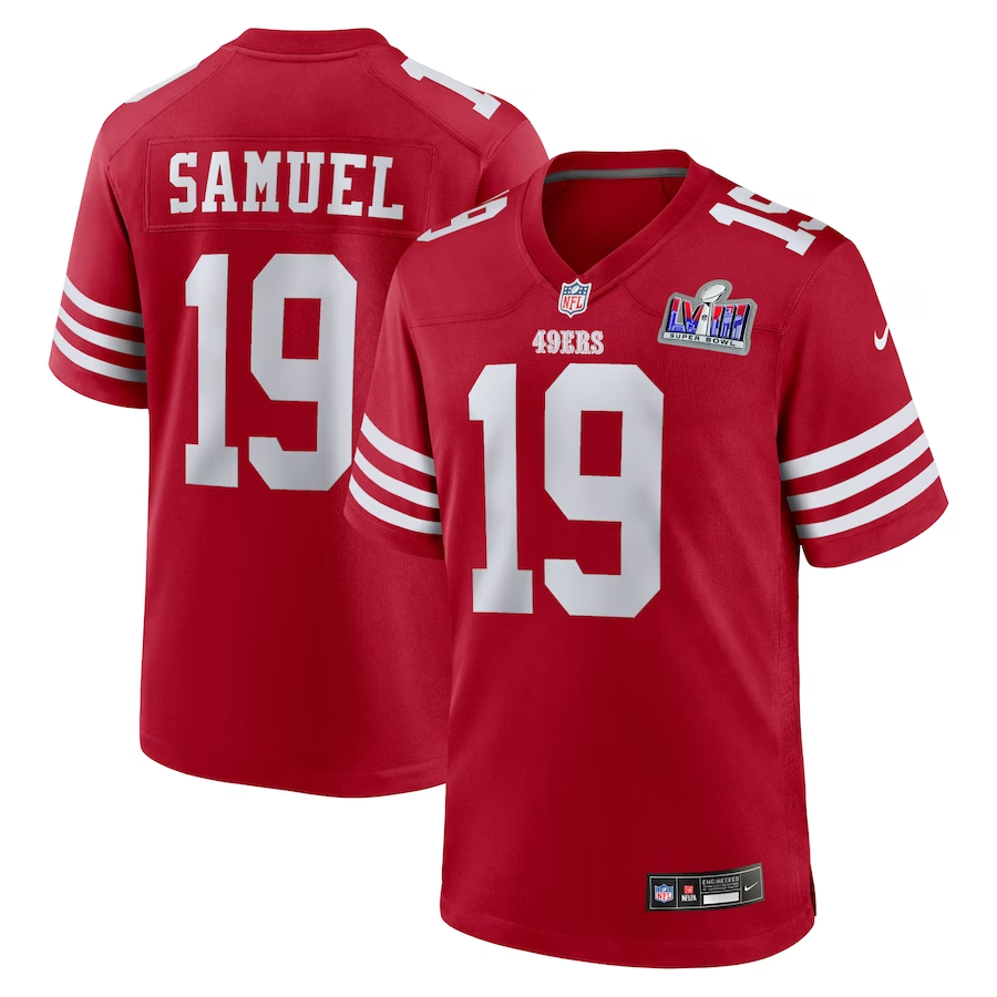 Men's San Francisco 49ers Deebo Samuel #19 Scarlet Super Bowl LVIII Game Jerseys