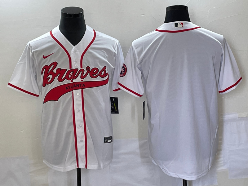 Men's Atlanta Braves White Replica Blank Jerseys Joint Edition